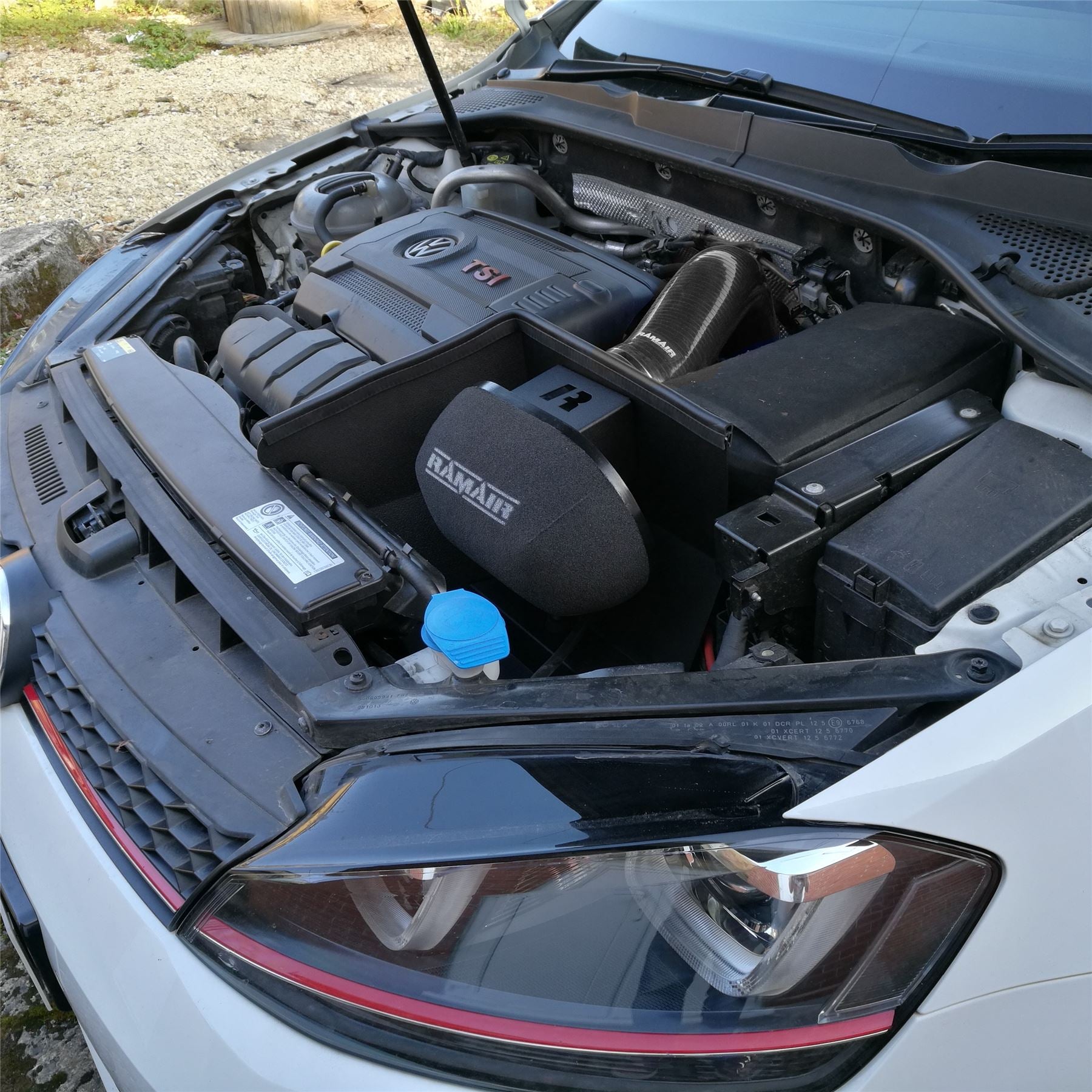 Black Ramair Heat Shield Intake Kit + Turbo Elbow + Intake Hose VW MK7 Golf GTI & R, Audi A3, S3 8V