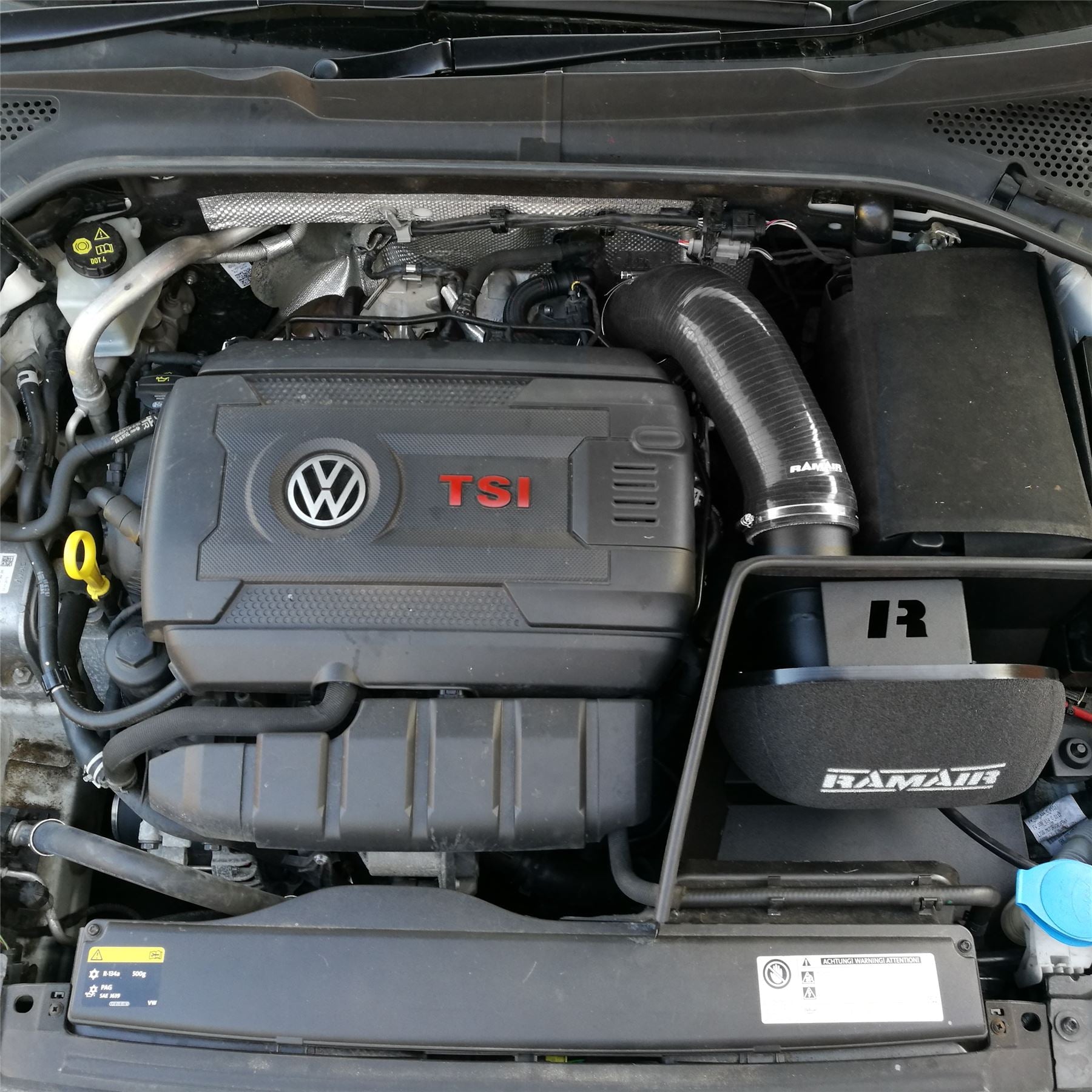 Black Ramair Heat Shield Intake Kit + Turbo Elbow + Intake Hose VW MK7 Golf GTI & R, Audi A3, S3 8V