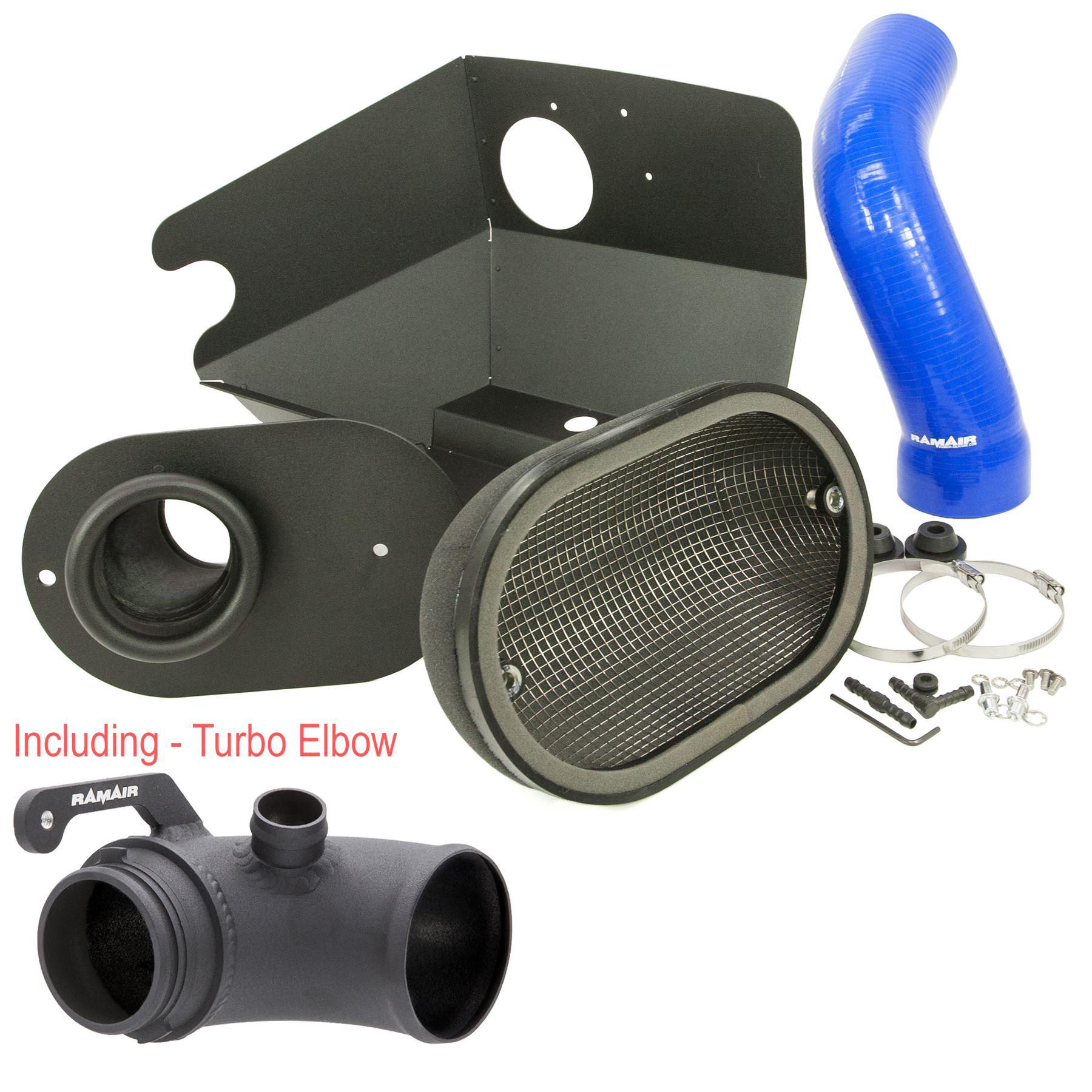 Black Ramair Heat Shield Intake Kit + Turbo Elbow + Intake Hose VW MK7 Golf GTI & R, Audi A3, S3 8V