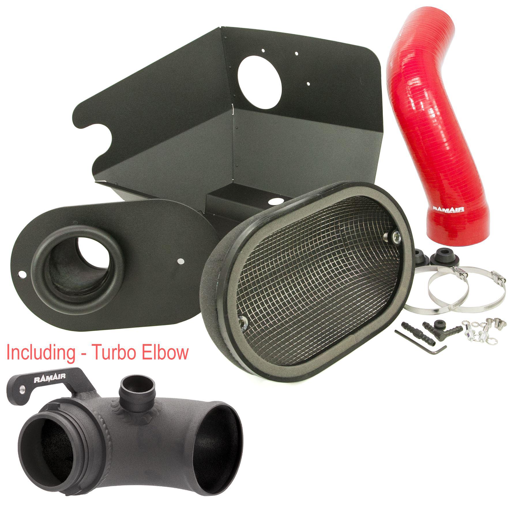 Black Ramair Heat Shield Intake Kit + Turbo Elbow + Intake Hose VW MK7 Golf GTI & R, Audi A3, S3 8V